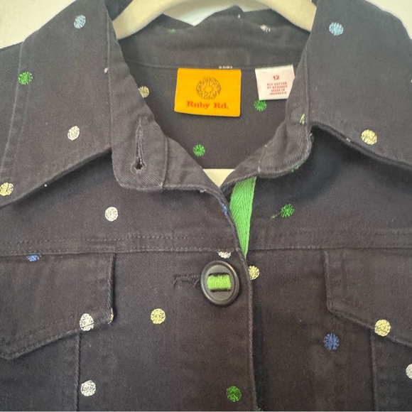 Ruby Rd. Navy Polka Dot Womens Button-Up Size 12 Jacket - Picture 3 of 6